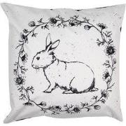 Clayre & Eef Kussenhoes 45x45 cm Wit Zwart Polyester Konijn