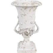 Clayre & Eef Bloempot Ø 19x28 cm Wit Beige Polyresin