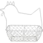 Clayre & Eef Eiermand 27 cm Wit Metaal Kip