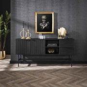 Hoyz Collection - Dressoir 2L Marina - 40x170x80cm - Massief Mango Zwa...