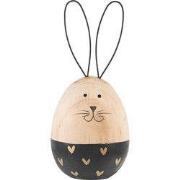 Clayre & Eef Decoratie Beeld Konijn Ø 6x14 cm Bruin Hout