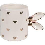 Clayre & Eef Mok 300 ml Wit Goudkleurig Keramiek Hartjes