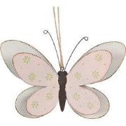 Clayre & Eef Decoratie Hanger Vlinder 16 cm Roze Metaal