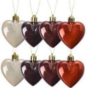 Clayre & Eef Kerstbal Set van 8 Hart 5 cm Meerkleurig Kunststof