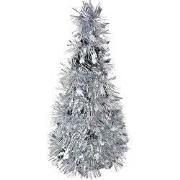 Clayre & Eef Kerstdecoratie Kerstboom Ø 12x25 cm Zilverkleurig Kunstst...
