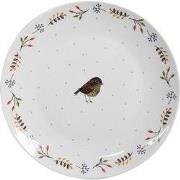 Clayre & Eef Ontbijtbord Ø 20 cm Wit Keramiek Vogel