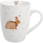 Clayre & Eef Mok 350 ml Wit Bruin Porselein Konijn
