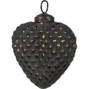 Clayre & Eef Kerstbal 7x3x8 cm Zwart Glas