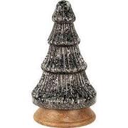 Clayre & Eef Kerstdecoratie Kerstboom Ø 13x24 cm Zilverkleurig Zwart G...
