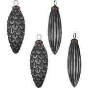 Clayre & Eef Kerstbal Set van 4 Ø 7/6 cm Grijs Glas