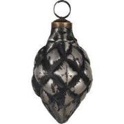 Clayre & Eef Kerstbal Ø 6x11 cm Zwart Grijs Glas