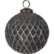 Clayre & Eef Kerstbal Ø 10x10 cm Zwart Grijs Glas