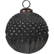 Clayre & Eef Kerstbal Ø 10x10 cm Zwart Grijs Glas