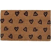 Clayre & Eef Deurmat 75x45 cm Bruin Kokos Hartjes