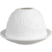 Clayre & Eef Waxinelichthouder Ø 12x8 cm Wit Porselein Kerstman
