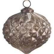 Clayre & Eef Kerstbal Ø 10x10 cm Zilverkleurig Bruin Glas