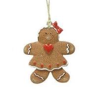 Clayre & Eef Kersthanger Gingerbread man 7x1x8 cm Bruin Polyresin