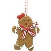 Clayre & Eef Kersthanger Gingerbread man 8x1x10 cm Bruin Polyresin