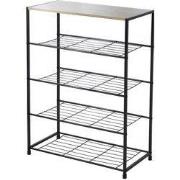 Zwart metalen schoenenrek met 5 etages