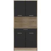 Buffet Hoog 4 Deuren 1 Lade, Eiken en Zwart Decor - L83 x H176 cm - Do...