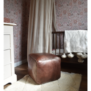 Poufs&Pillows vierkante leren poef - handgemaakt en uniek - bruin