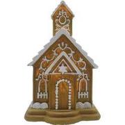 Clayre & Eef Gingerbread house met LED 9x9x14 cm Bruin Polyresin