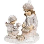 Clayre & Eef Decoratie Beeld Kinderen 15 cm Beige Polyresin