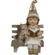 Clayre & Eef Decoratie Beeld Kabouter 9 cm Beige Polyresin