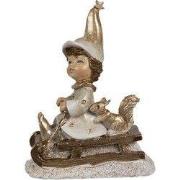 Clayre & Eef Decoratie Beeld Kabouter 11 cm Beige Polyresin