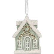 Clayre & Eef Kersthanger Gingerbread house 6x4x8 cm Groen Polyresin