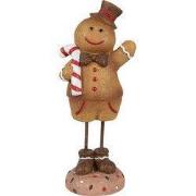 Clayre & Eef Kerstdecoratie Beeld Gingerbread man 10x8x23 cm Bruin Pol...