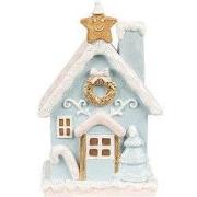 Clayre & Eef Gingerbread house met LED 9x8x15 cm Blauw Polyresin