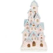 Clayre & Eef Gingerbread house met LED 13x13x26 cm Roze Polyresin