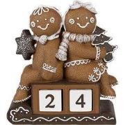 Clayre & Eef Kerstdecoratie Beeld Gingerbread man 11x4x13 cm Bruin Kun...