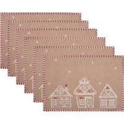 Clayre & Eef Placemats Set van 6 48x33 cm Bruin Katoen Gingerbread hou...