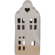 Clayre & Eef Theelichthouder Huis 11x10x23 cm Beige Keramiek