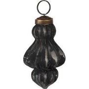 Clayre & Eef Kerstbal Ø 5x8 cm Zwart Grijs Glas