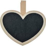 Clayre & Eef Krijtbord Hart 8x2x8 cm Zwart Hout
