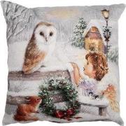 Clayre & Eef Kussenhoes Beige Polyester Kerst