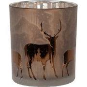 Clayre & Eef Theelichthouder Ø 7x8 cm Bruin Glas