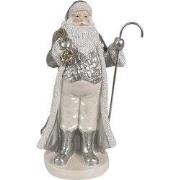 Clayre & Eef Kerstdecoratie Beeld Kerstman 20 cm Zilverkleurig Kunstst...