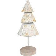 Clayre & Eef Kerstdecoratie Beeld Kerstboom 32 cm Wit Metaal