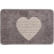 Clayre & Eef Badmat 58x38x1 cm Grijs Polyester Hart
