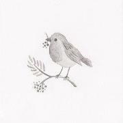 Clayre & Eef Servetten Papier Set van 20 33x33 cm Wit Papier Vogel