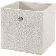 Opvouwbare kubus van bouclé-stof in écru - H27 cm