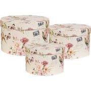 Clayre & Eef Opbergdoos Set van 3 Ø 24x16 / Ø 22x15 / Ø 21x13 cm Beige...