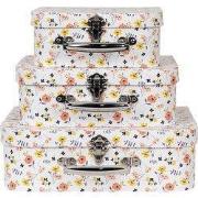 Clayre & Eef Decoratie Koffer Set van 3 30x22x9/25x20x9/20x17x8 cm Wit...