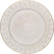 Clayre & Eef Onderbord Ø 33 cm Wit Goudkleurig Kunststof