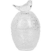Clayre & Eef Voorraadpot Ei Ø 9x16 cm Transparant Glas Vogel