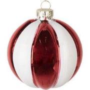 Clayre & Eef Kerstbal Ø 8x8 cm Rood Wit Glas